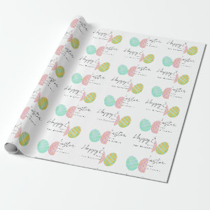 Papier Cadeau Œufs de Pâques aquarelle personnalisés Joyeuses Pâ