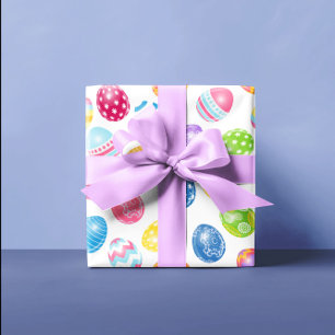 Papier Cadeau Oeufs de Pâques Colorés