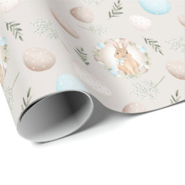 Papier Cadeau Oeufs de Pâques et papier d'enveloppement de lapin