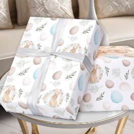 Papier Cadeau Oeufs de Pâques et papier d'enveloppement de lapin