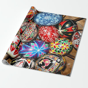 Papier Cadeau OEufs de Pâques ukrainiens colorés
