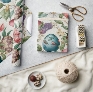 Papier Cadeau OEufs de Pâques vintage nostalgique motif No4