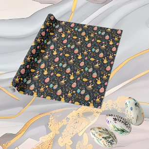 Papier Cadeau Oeufs Décoratifs Lapin de Pâques Décor Rustique Mi