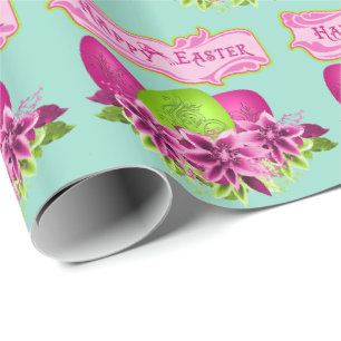 Papier Cadeau Oeufs Et Fleurs De Pâques Joyeux Pâques