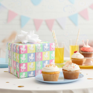 Papier Cadeau Oeuvre colorée adorable Motif de pompes pour bébé
