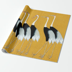 Papier Cadeau Ogata Korin Grues japonaises à couronnes rouges