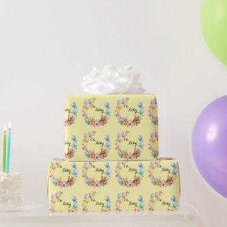 Papier Cadeau Oh Baby shower teddies & ballons