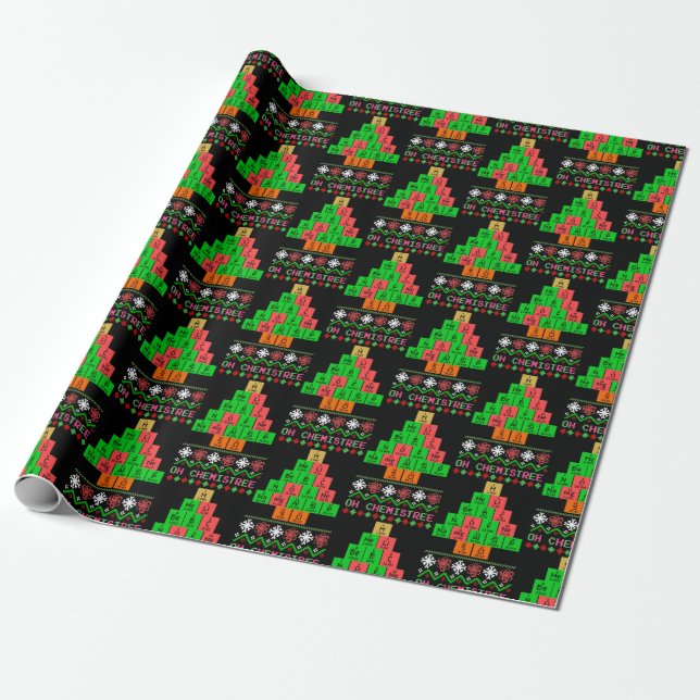 Papier Cadeau Oh Chemistree - Vilain Sweat De Noël Pour Chimiste (Déroulé)