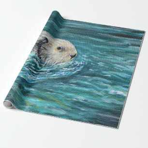 Papier Cadeau Oh ! peinture de loutre de mer d'heure du déjeune
