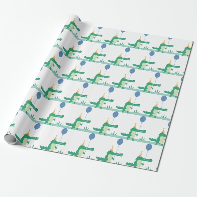Papier Cadeau Oh Snap mignon Alligator Anniversaire de enfant Pa (Déroulé)