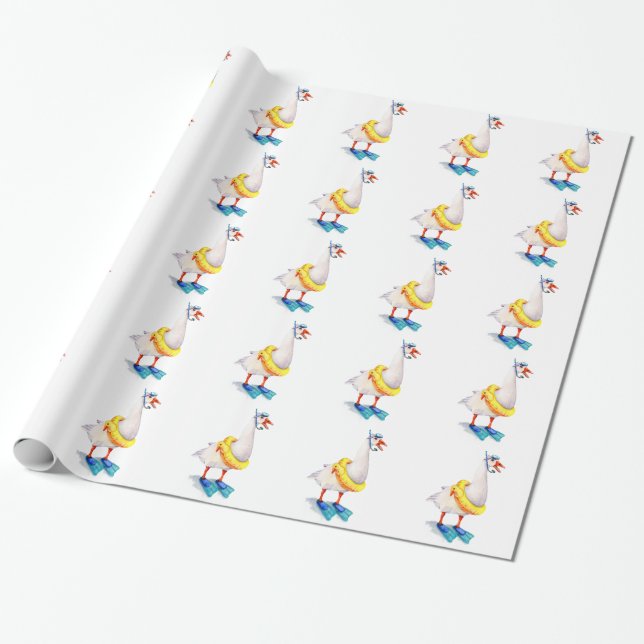 Papier Cadeau Oie blanche en snorkeling (Déroulé)