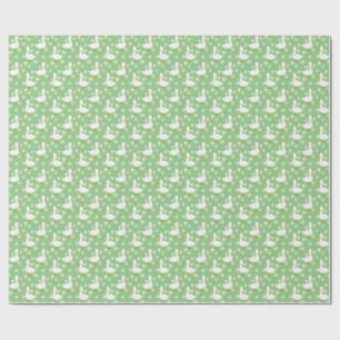 Papier Cadeau Oie blanche et marguerites Merci vert