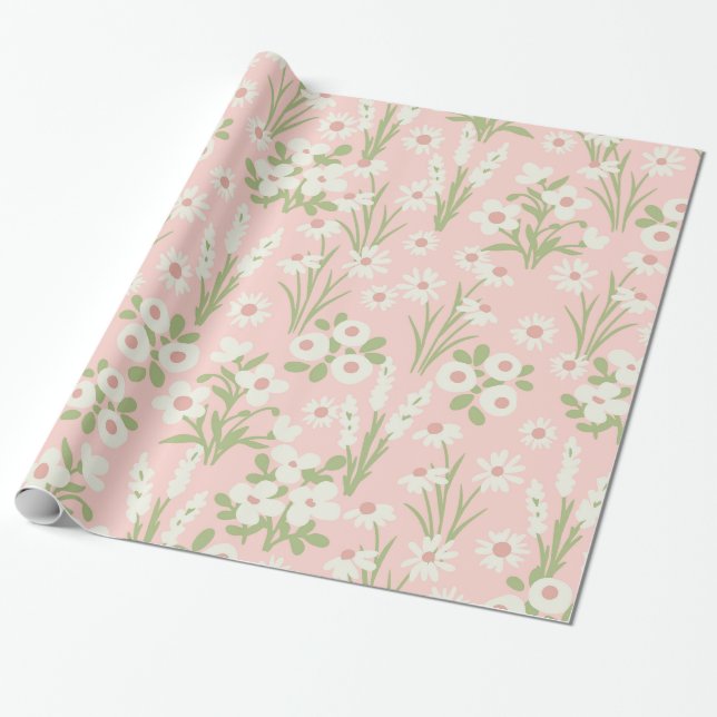 Papier Cadeau Oie soie rose (Déroulé)