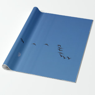 Papier Cadeau oies canadiennes en vol       