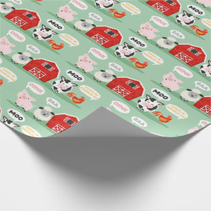 Papier Cadeau Oink Baa Moo Grotte ferme Anniversaire fête