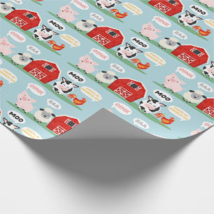 Papier Cadeau Oink Baa Moo Grotte ferme Anniversaire fête