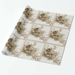 Papier Cadeau Oiseau avec le nid