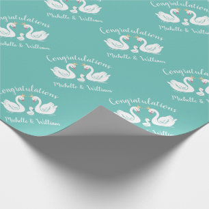 Papier Cadeau Oiseau Baby shower de cygnes avec coEd de couronne
