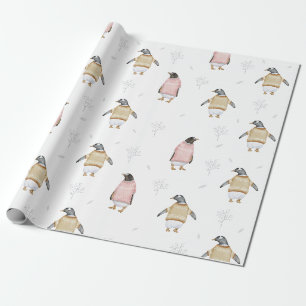Papier Cadeau Oiseau de pingouin mignon Chauffage d'hiver Animal