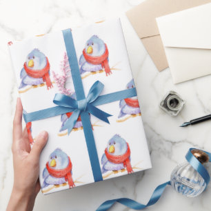 Papier Cadeau Oiseau d'hiver avec écorce