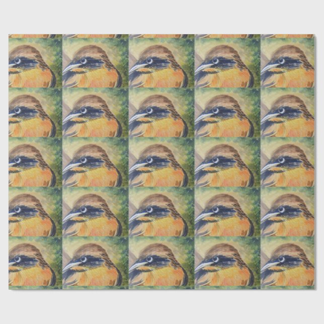 Papier Cadeau Oiseau jaune et noir féroce (Plat)