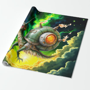Papier Cadeau Oiseau-limace Steampunk Cosmique – Créature de Rêv