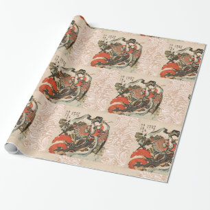 Papier Cadeau OISEAU MYTHIQUE JAPONAISE À LA TÊTE HUMAINE Karyōb