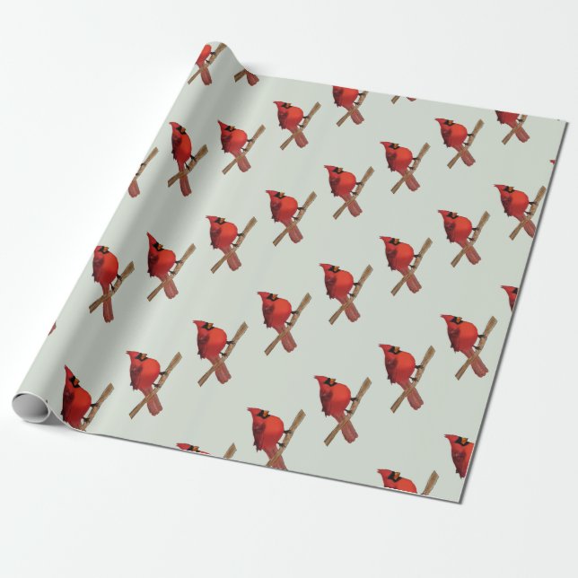 Papier Cadeau Oiseau rouge cardinal du nord (Déroulé)