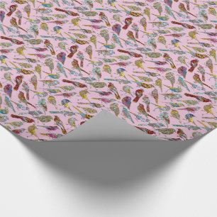 Papier Cadeau Oiseaux dansants brillants 30" x 6"