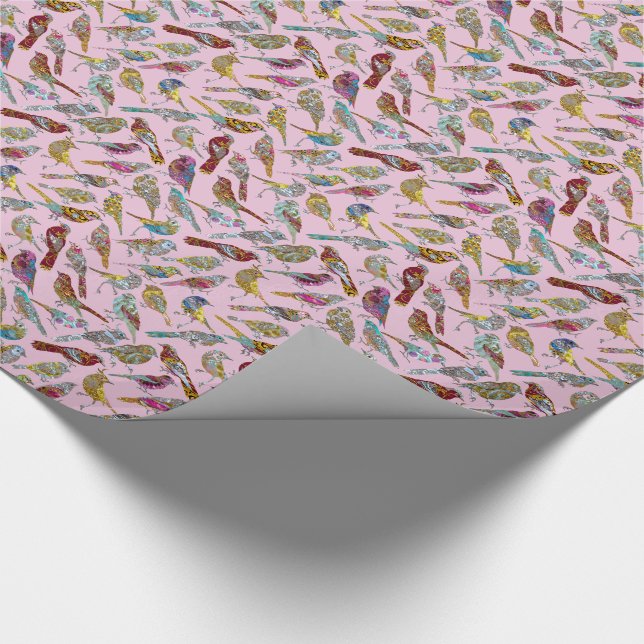 Papier Cadeau Oiseaux dansants brillants 30" x 6" (Coin)
