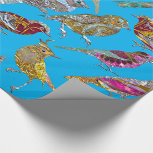 Papier Cadeau Oiseaux dansants élégants sur le ciel bleu Motif b