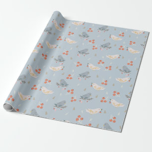 Papier Cadeau Oiseaux de Noël Motif sans couture