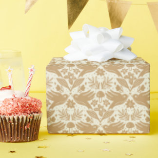 Papier Cadeau Oiseaux de plumes - Crème