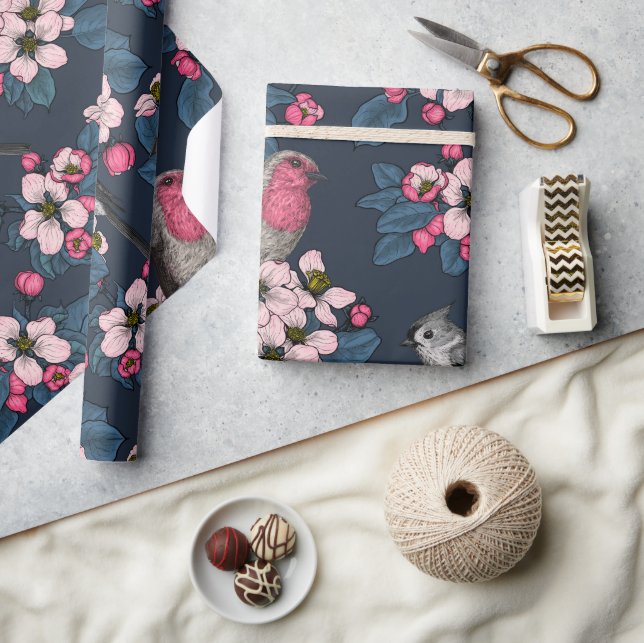 Papier Cadeau Oiseaux et fleurs (Artisanat)