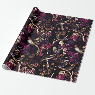 Papier Cadeau Oiseaux et fleurs d'antiquités Motif sur le viole