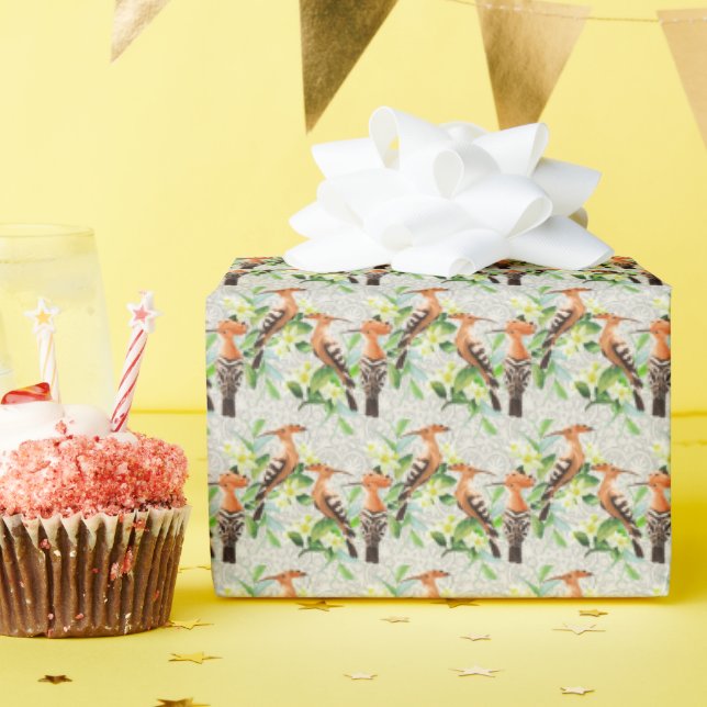 Papier Cadeau Oiseaux Exotiques Sur La Dentelle (Fête d'anniversaire)