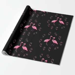 Papier Cadeau Oiseaux Flamants roses roses