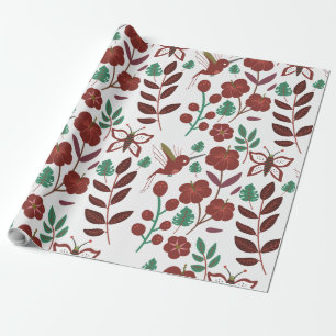 Papier Cadeau Oiseaux motifs et papillons floraux sans soudure