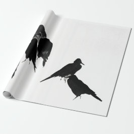 PAPIER CADEAU OISEAUX NOIRS PAPIER JAPONAIS EN LAVAGE D'ENCRE