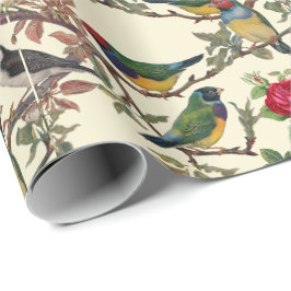 Papier Cadeau Oiseaux victoriens et chrapbook Rose Chintzy Retro
