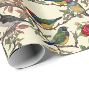 Papier Cadeau Oiseaux victoriens et chrapbook Rose Chintzy Retro