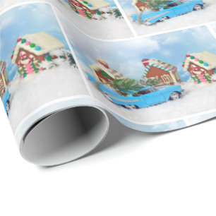 Papier Cadeau Old Car with Christmas Gingerbread