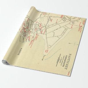 Papier Cadeau Old Nantucket MA Town Map (1905)