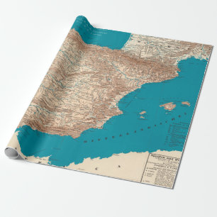Papier Cadeau Old Spain and Portugal Map (1846) 