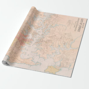 Papier Cadeau Old Sydney Australia Map (1890)