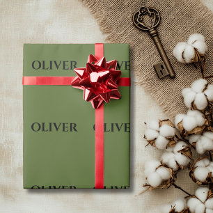 Papier Cadeau Olive Green et minimaliste Nom noir