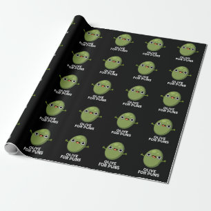 Papier Cadeau Olive Pour Puns Amusant Olive Fruit Pun Dark BG