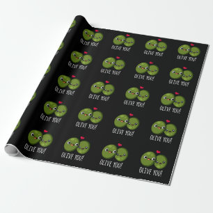 Papier Cadeau Olive You Funny Love Pun Dark BG