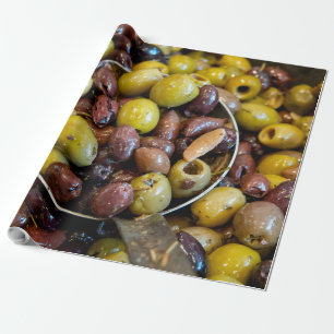 Papier Cadeau Olives noires et vertes séchées