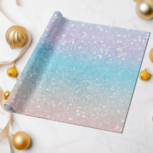 Papier Cadeau Ombre Bébé Bleu, Rose, Parties scintillant Peach T